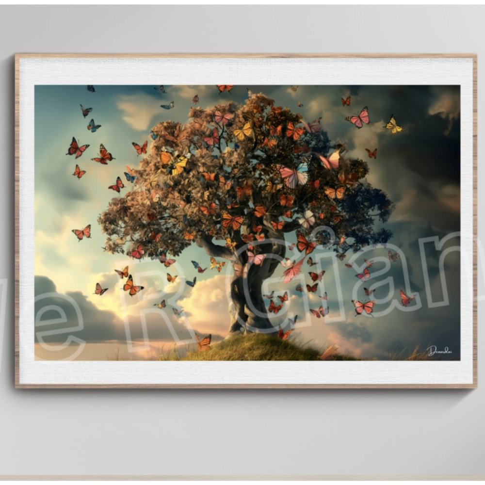 Butterflies Tree of Life Print 17x11 Art Print by Denardai